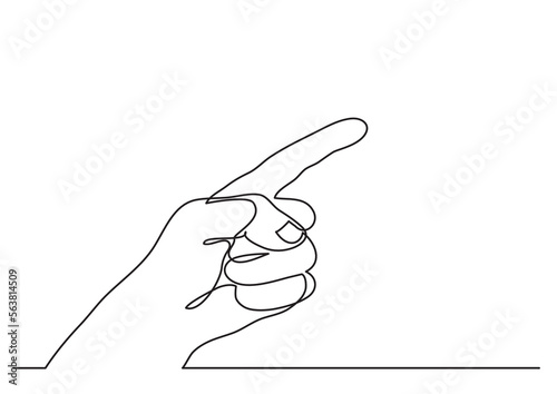 continuous line drawing vector illustration with FULLY EDITABLE STROKE of pointing finger gesture