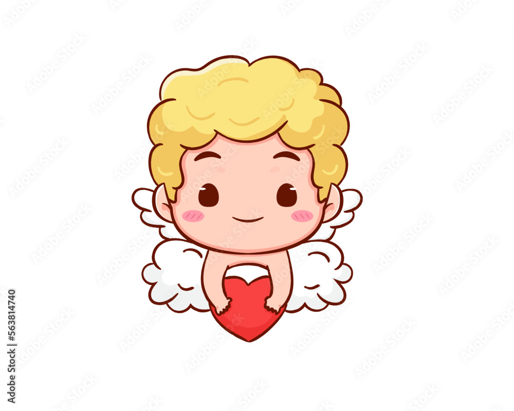 Cute Adorable Cupid cartoon character. Amur babies, little angels or god eros. Valentines day concept design. Adorable angel in love. Kawaii chibi vector character. Isolated white background. Cute Adorable Cupid cartoon character. Amur babies, little angels or god eros. Valentines day concept design. Adorable angel in love. Kawaii chibi vector character. Isolated white background.