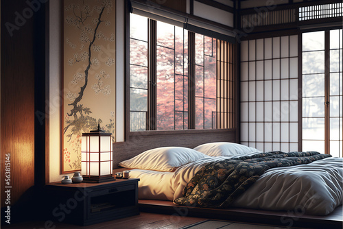 design bedroom japan style. Generetive AI