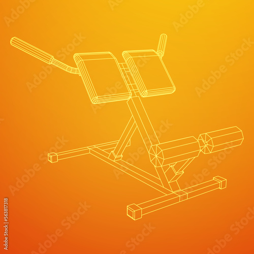 Modern exercise machine for the back and abs. Hyperextension simulator.