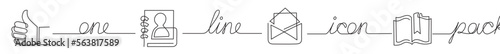 continuous line drawing vector illustration with FULLY EDITABLE STROKE of icon pack of bookmark email video