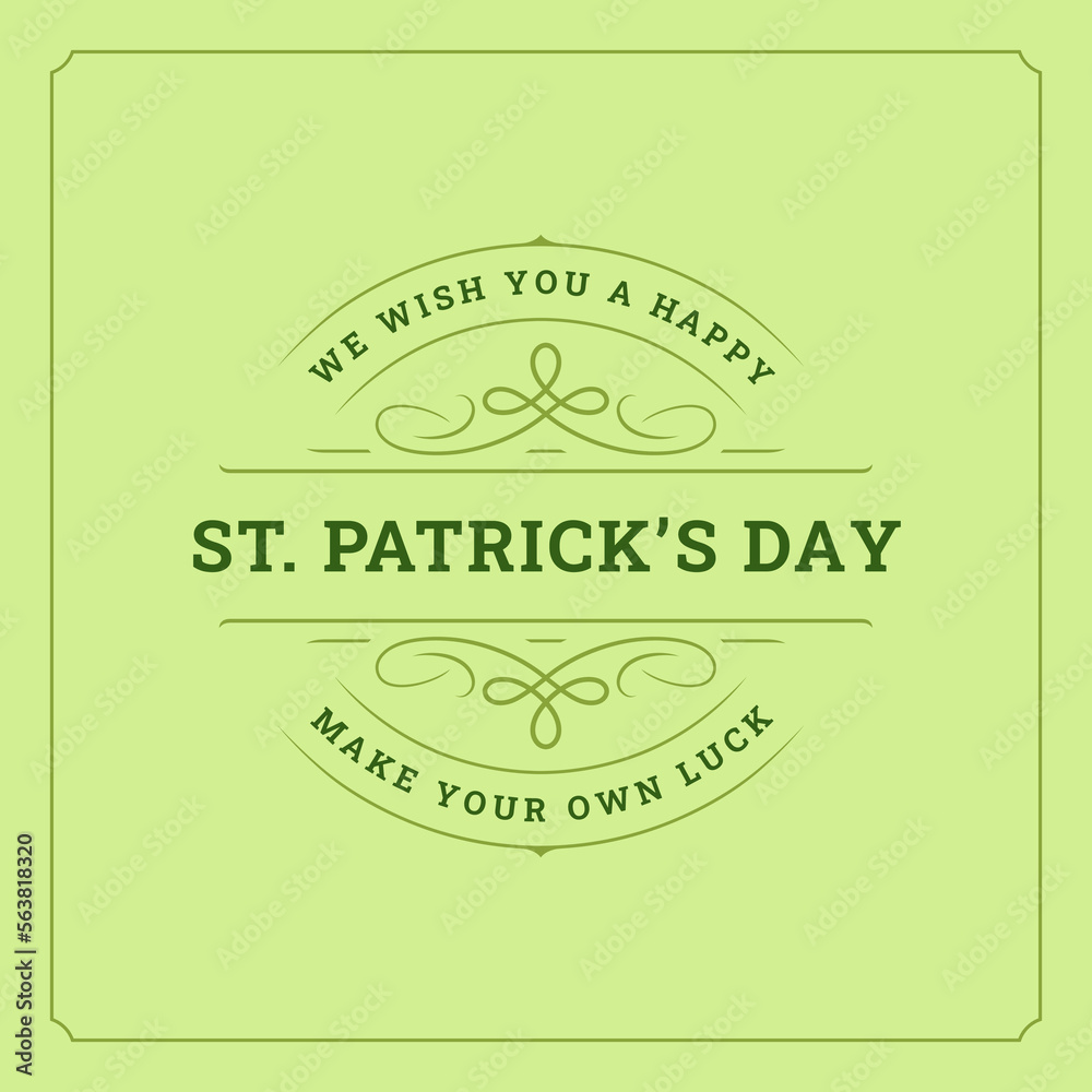 Happy St Patrick's Day vintage greeting card best wishes typographic template vector flat