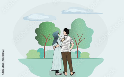 Couple in love flat design illustration