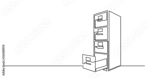 continuous line drawing vector illustration with FULLY EDITABLE STROKE of big office file cabinet