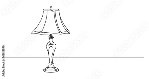 continuous line drawing vector illustration with FULLY EDITABLE STROKE of elegant classic table lamp