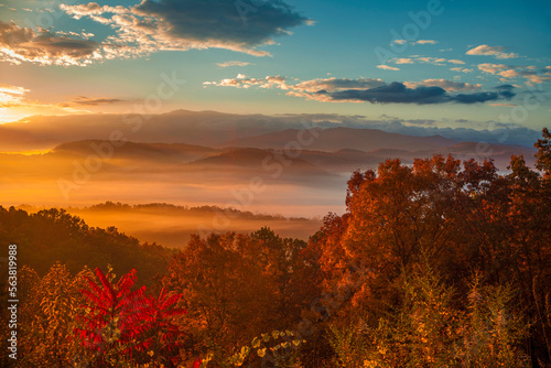 Autumn in the Smoky Mountains seen from the Foothills Parkway West