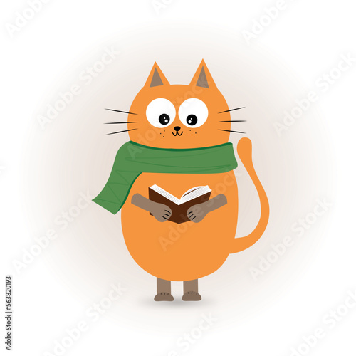 Cat is reading a book