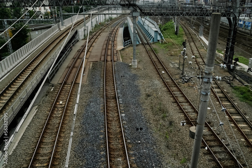 railroad tracks and wires found at Ikebukuro, Tokyo | 線路と架線・池袋