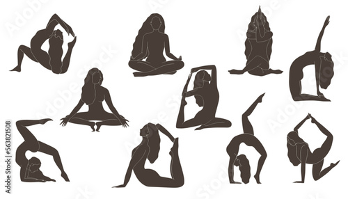 Minimalist Modern Abstract Woman Yoga Pose Vector Illustrations