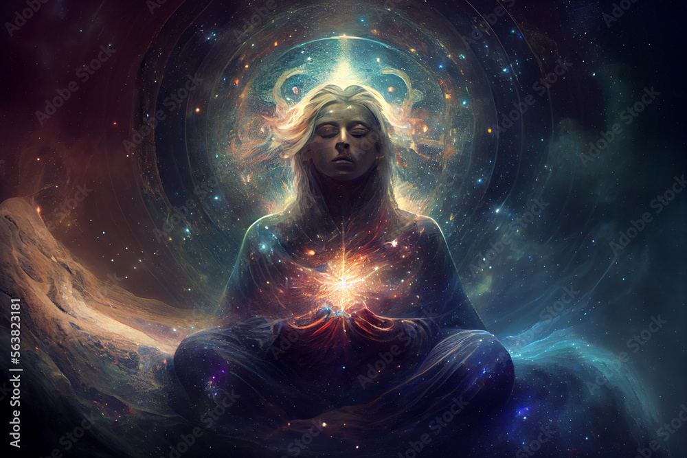 Spiritual Chakra Healing Meditation for more Energy - obrazy, fototapety, plakaty 