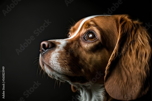 Dog looking away against black background  Ai generated 