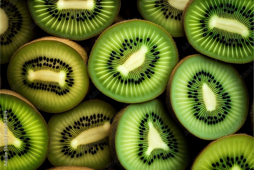 Kiwi fruit slices pattern, Full frame (Ai generated) Kiwi fruit slices pattern, Full frame (Ai generated)