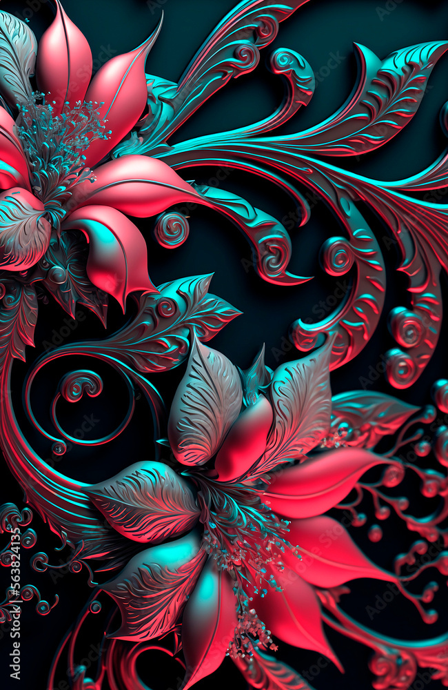 ornate pattern and abstract flowers ornate pattern and abstract flowers