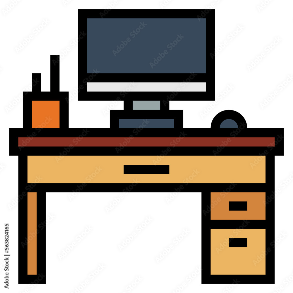 desk filled outline icon style desk filled outline icon style