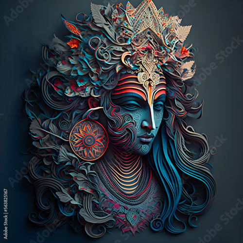 Fototapeta hindu lord shiva, colorful god shiva painting.