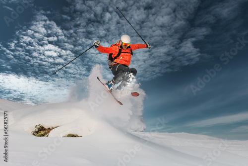 Ski jumping in powder snow