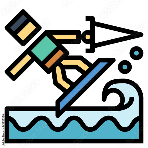 wakeboarding filled outline icon style