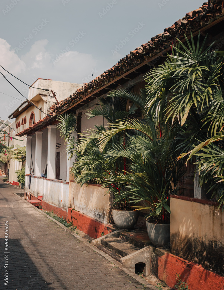 Dutch colonial houses in the streets of Galle Fort, Sri Lanka