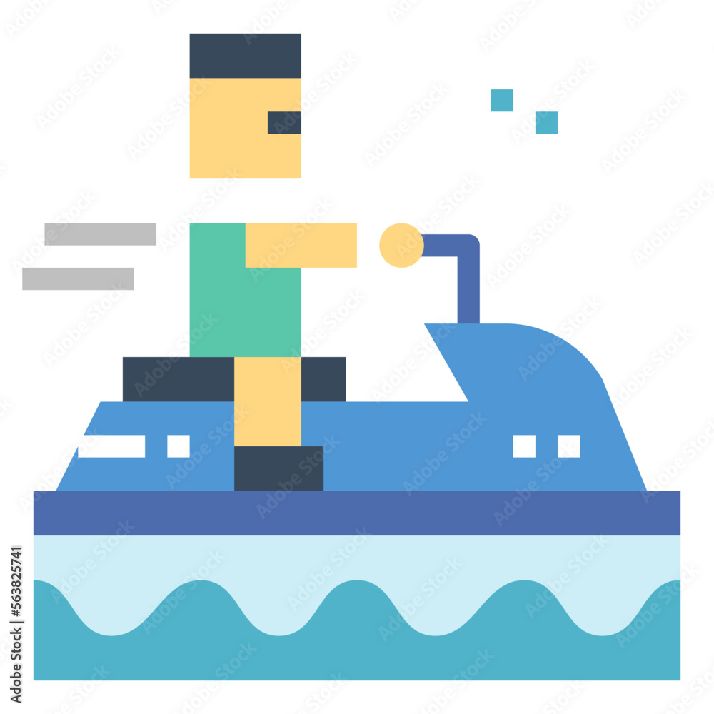 Jet ski flat icon style Jet ski flat icon style