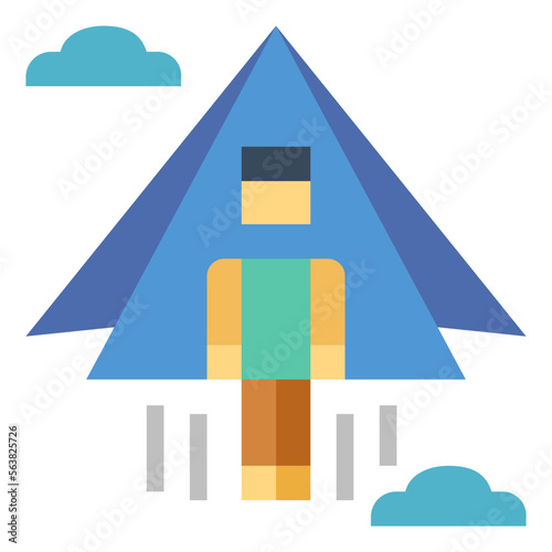 Hang gliding flat icon style