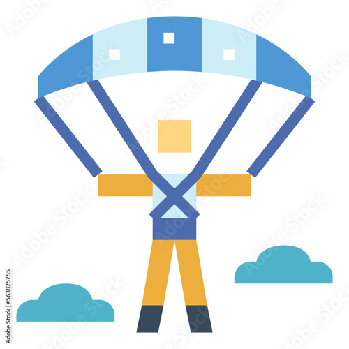 paragliding flat icon style