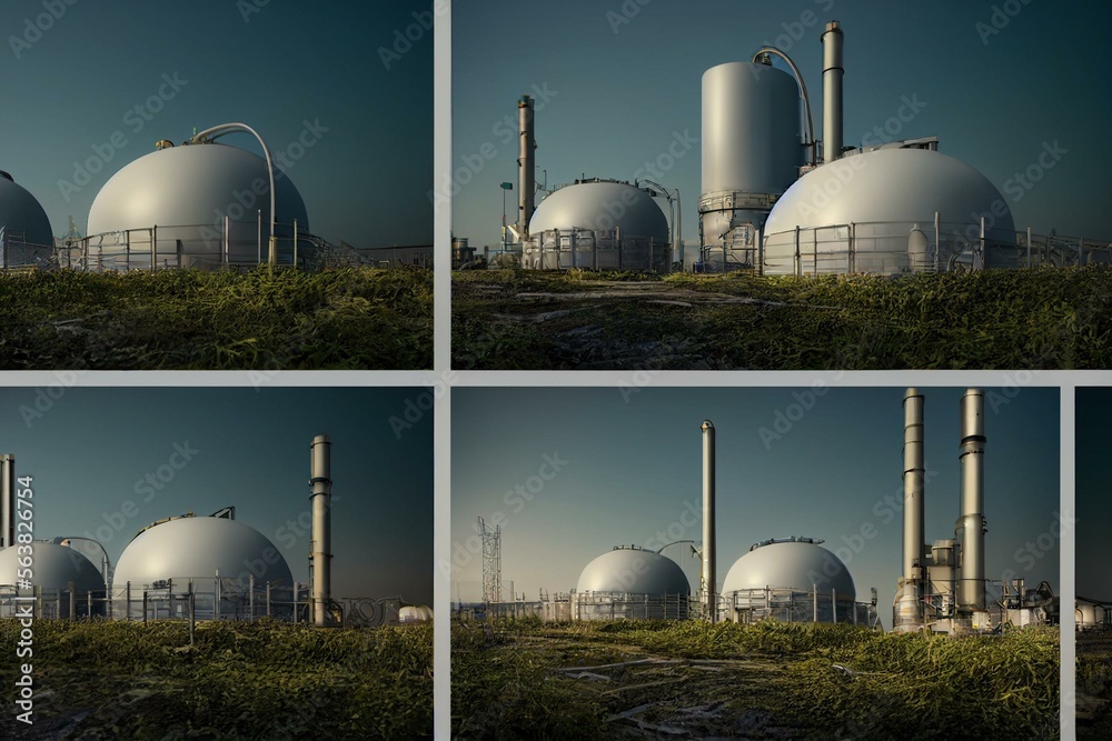 Waste disposal plant and biogas plant with gas digester Stock