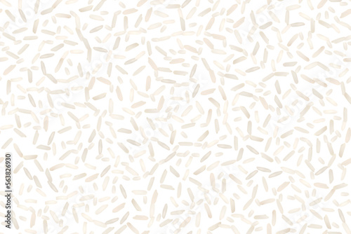 White uncooked basmati or jasmine rice seamless pattern. Vector background of raw ingredient of traditional indian, japanese, thai, or chinese food. Organic nutrition