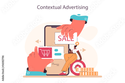 Passive income in the internet. Character making money on contextual