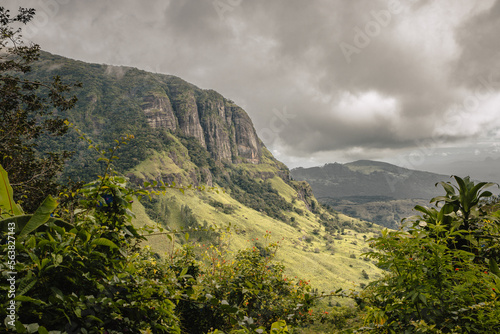 Knuckles National Park, Sri Lanka - January 28th, 2022 : View on the Knuckles Mountain Range with a cloudy sky
