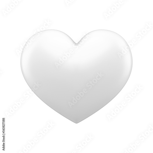 Elegant cute white heart balloon for romantic decor holiday congratulations 3d icon realistic illustration