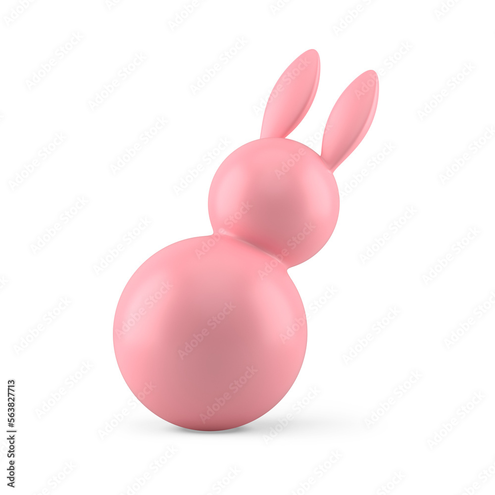Easter bunny pink dynamic tumbling sway round minimalist bauble with long ears 3d icon Easter bunny pink dynamic tumbling sway round minimalist bauble with long ears 3d icon