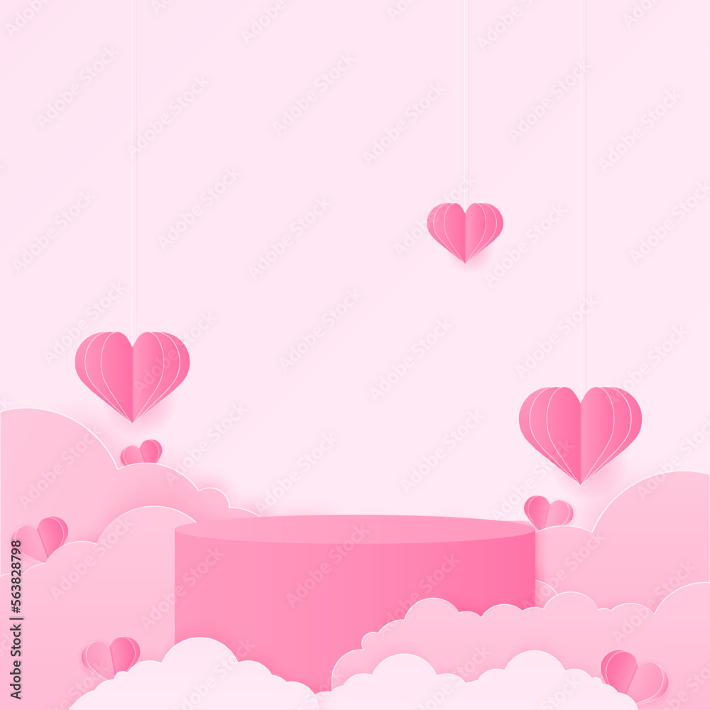 Mockup with heart and cloud background