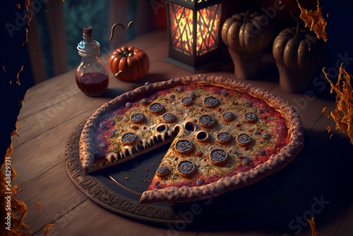 A hellish, horror pizza. Halloween's special. Bon Appetit!