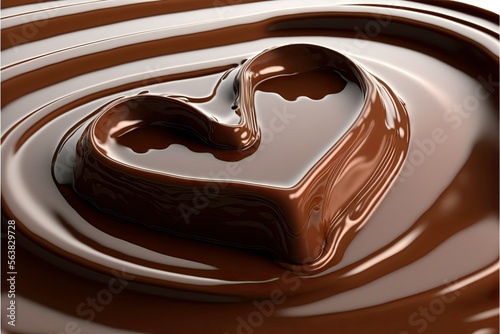 Valentine's Day: Beautiful hear-shaped melted chocolade (created with use of Generative AI)
