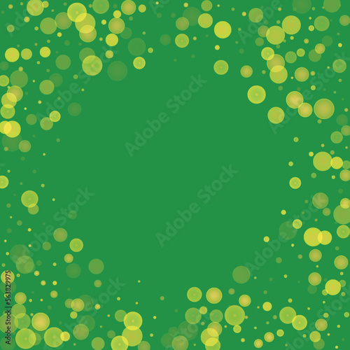 Green glitter on a green background. Explosion of confetti. Vector festive background. Summer, spring print. Abstract element of design for new year, christmass, birthday, wedding card, banner, poster