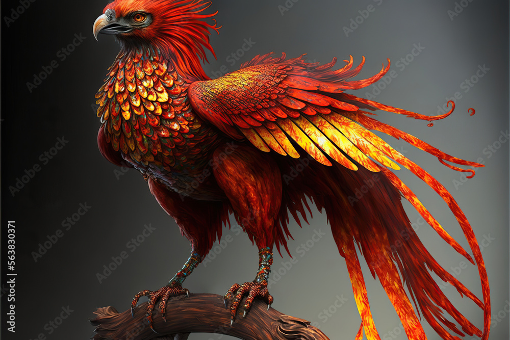 Fototapeta premium mighty phoenix fire bird, Generative AI