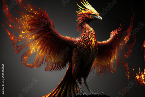 phoenix with spread wings, Generative AI