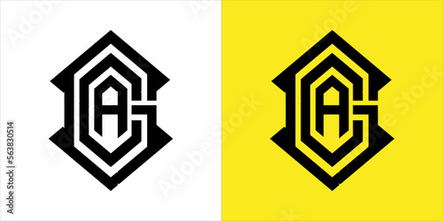 monogram logo A. C. G with black color and elegant white and yellow background 