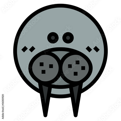 walrus filled outline icon style