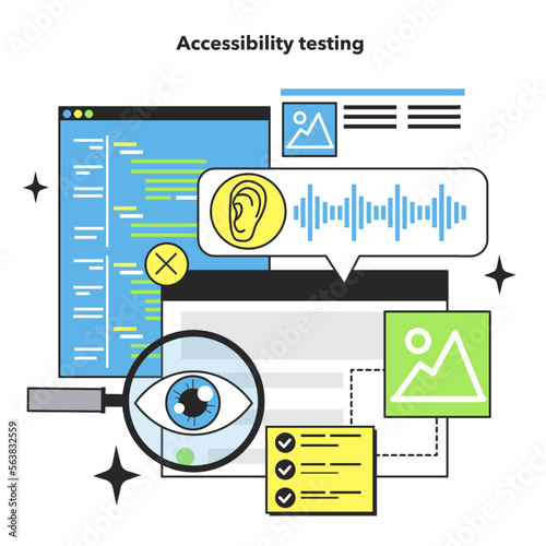 Accessibility testing technique. Software testing methodology. IT specialist