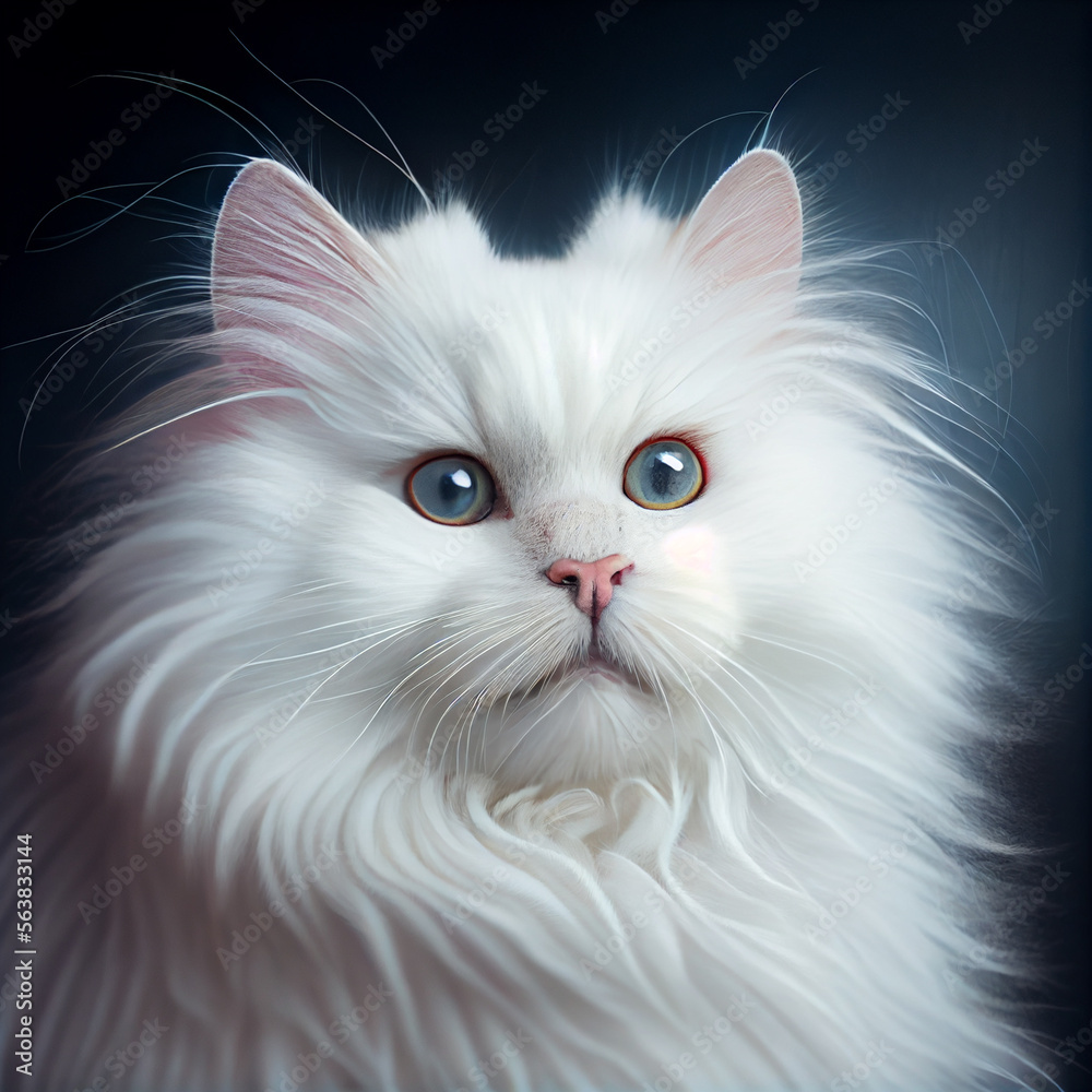 White cat, created with Generative AI technology.