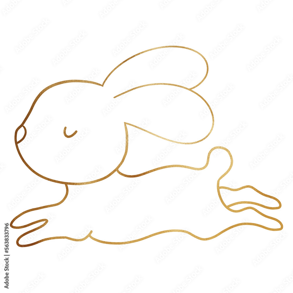 Golden Jumping Rabbit Outlined