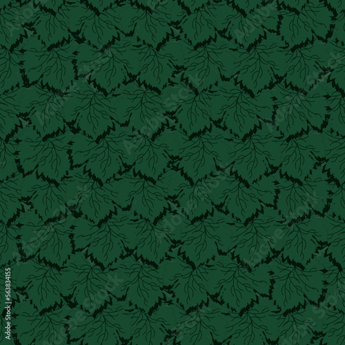 Wallpaper Mural Seamless pattern with grape leaves in cut out paper style. Nature backdrop with green leaf. Torontodigital.ca