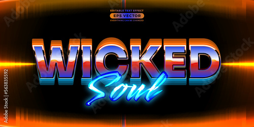 Wicked soul editable text style effect in retro look design with experimental background ideal for poster, flyer, logo, social media post and banner template promotion