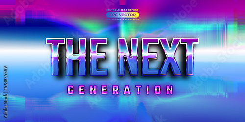 The next generation editable text style effect in retro look design with experimental background ideal for poster, flyer, logo, social media post and banner template promotion