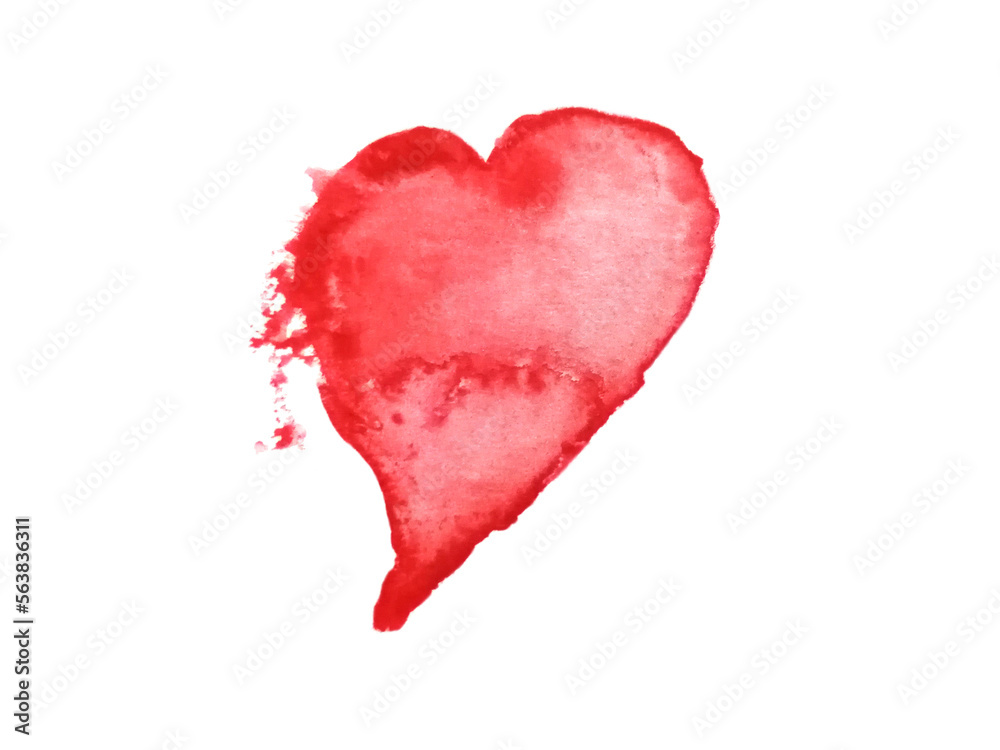 watercolor painting red heart abstract png.