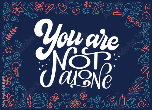 Self care mental heath quote in hand drawn lettering. Unique inspirational text slogan for print  poster  coaching. Vector illustration