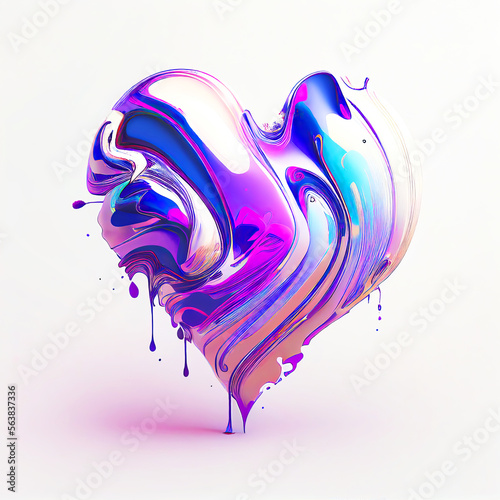 liquid Heart. Red heart shaped paint generative ai. Valentine background. Love. Valentines day illustration