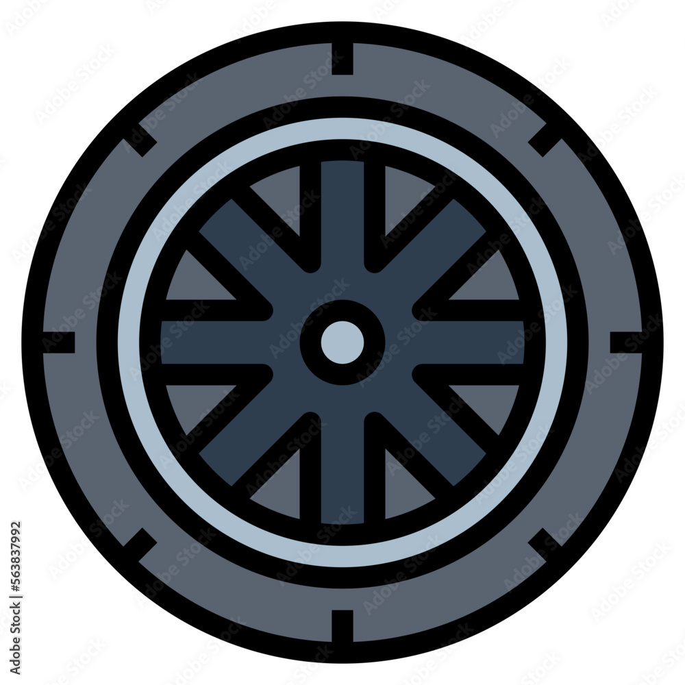 Fototapeta premium wheel filled outline icon style