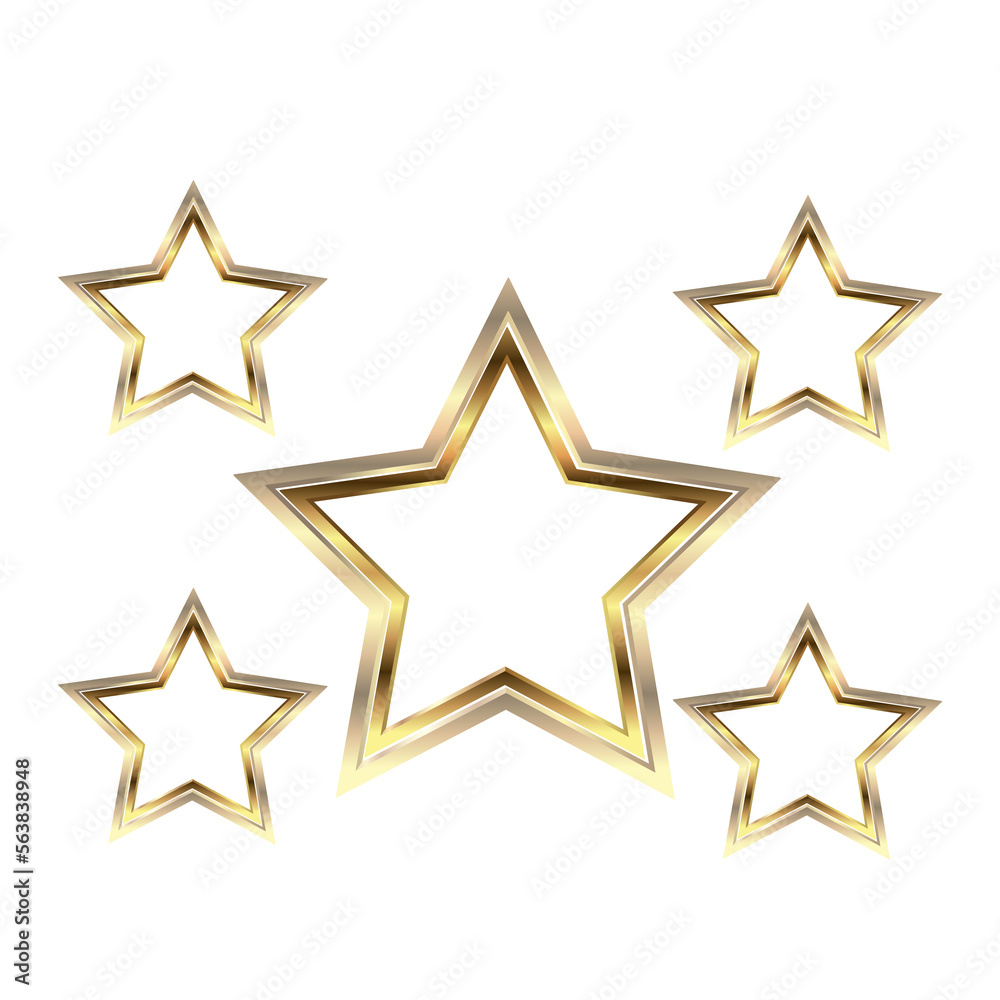 Set of premium stars in vector, illustration style, modern gold stars icon, symbol, mark and object. Gradient gold star shapes on a black background. Set of premium stars in vector, illustration style, modern gold stars icon, symbol, mark and object. Gradient gold star shapes on a black background.